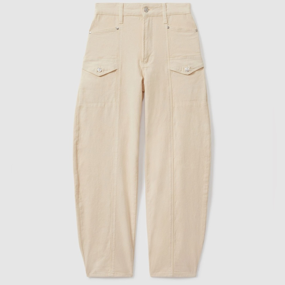 PAIGE Alexis High Waist Ankle Cream Cargo Barrel Jean